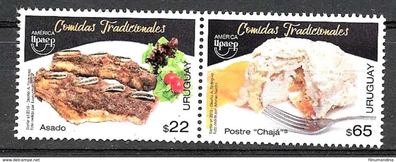 FF01-URUGUAY 2019 UPAEP AMERICA,TRADITIONAL FOODS,MEALS PAIR NEUF,MINT MNH,POSTFRICH - Uruguay