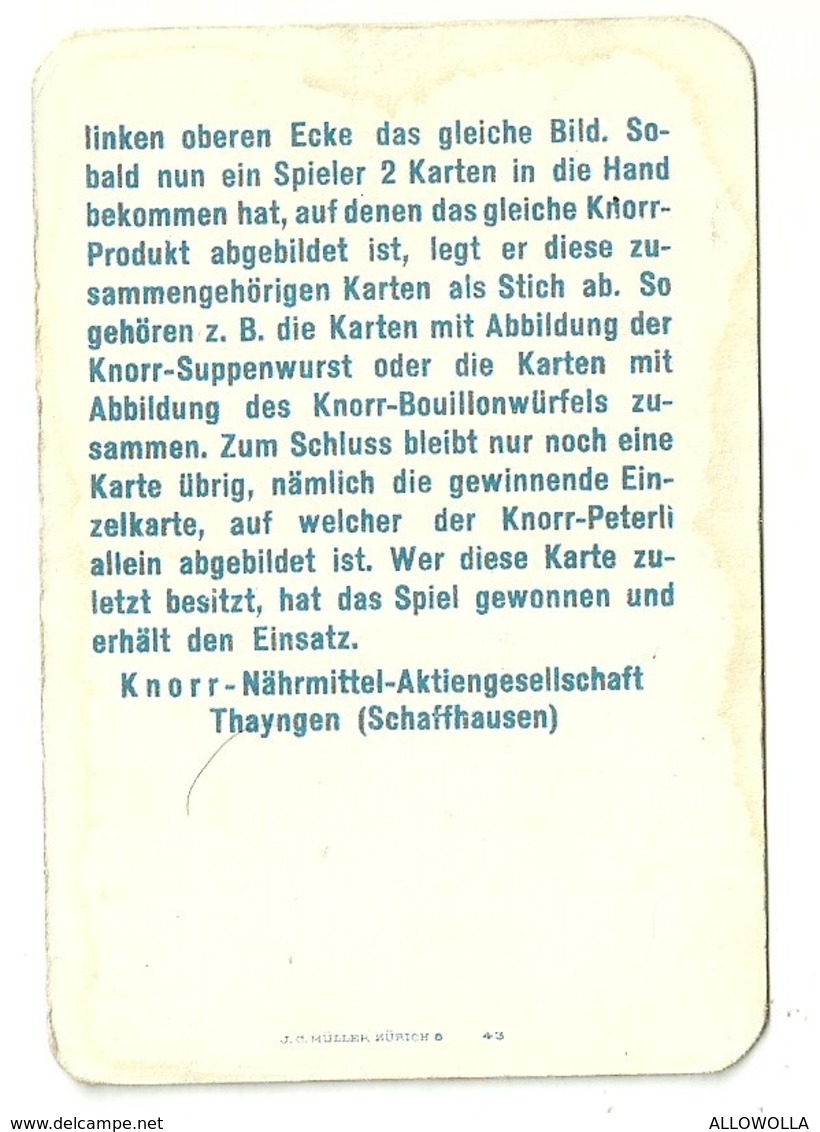 5523" KNORR-NAHRMITTEL A-G - THAYNGEN - FIGURINA SU CARTONCINO-SPIELREGEL" -ORIG. - Altri & Non Classificati