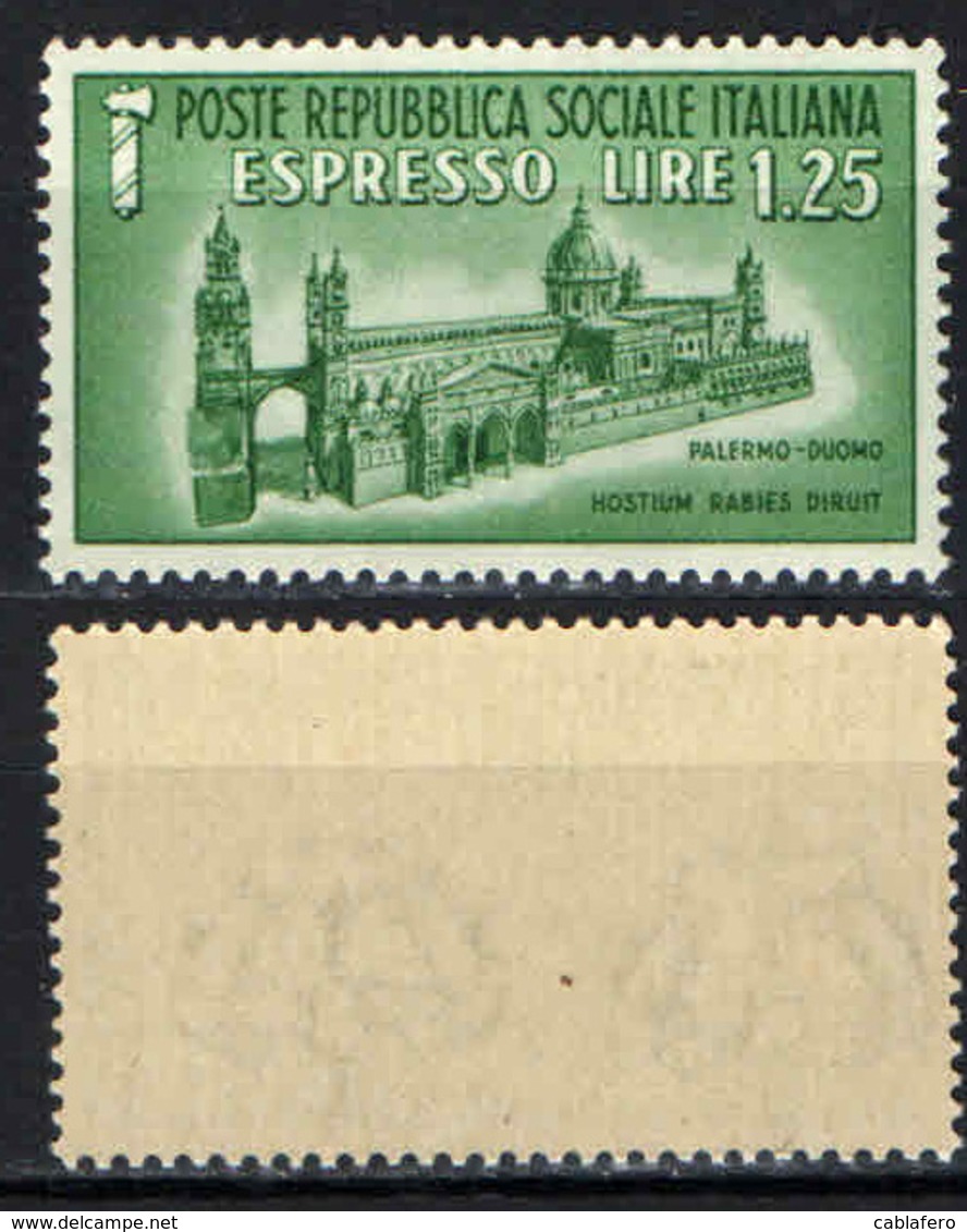 ITALIA RSI - 1944 - DUOMO DI PALERMO - MNH - Posta Espresso