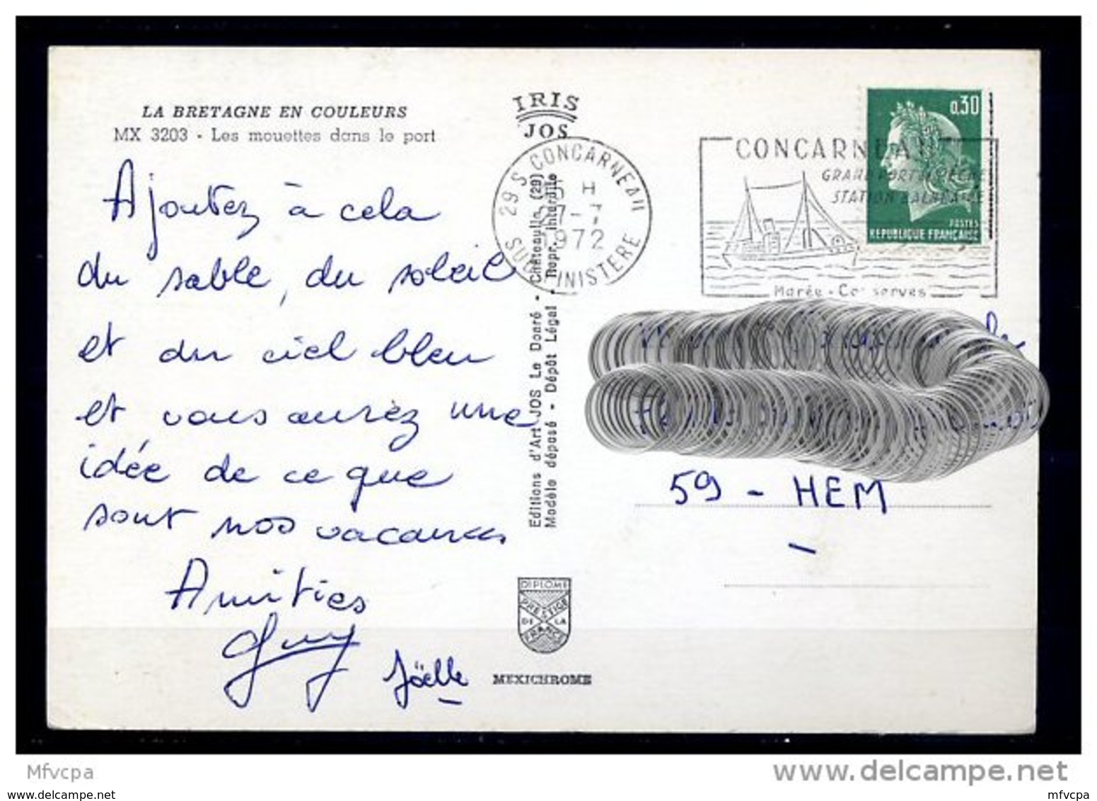 Lil3AD40 Sud Finistère 29 S Concarneau Secap 0= Grand Port De Pêche ....../ CP 27/07/72 - Mechanical Postmarks (Advertisement)