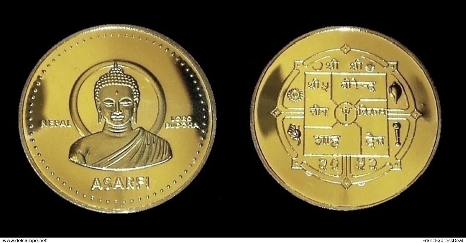 1 Pièce Plaquée OR ( GOLD Plated Coin ) - Bouddha Buddha Nepal Inde - Autres & Non Classés