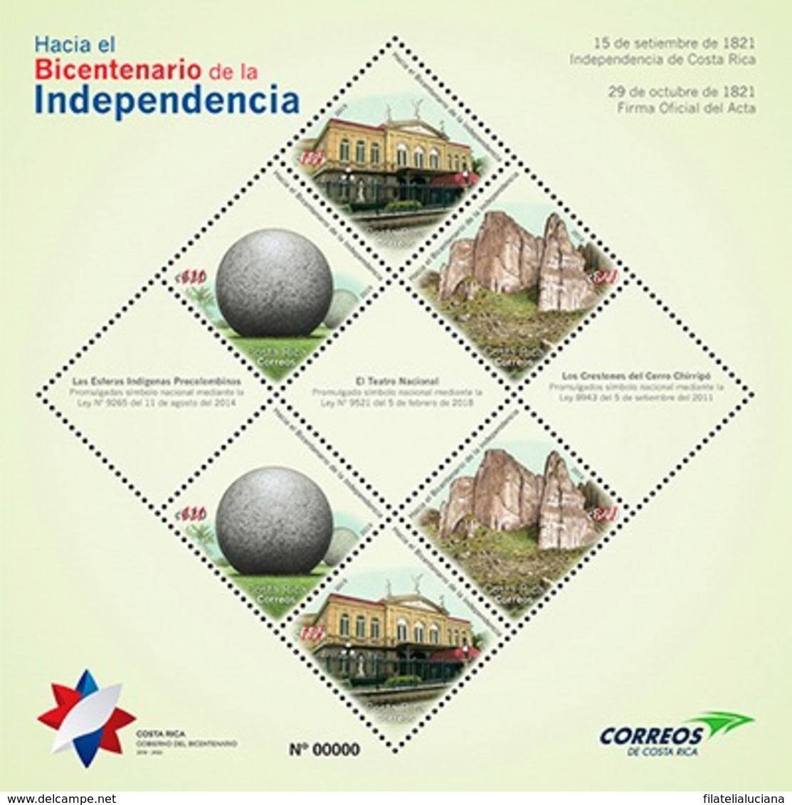 Costa Rica MNH Issue To The Bicentenary Of The Independence 2019 - Costa Rica