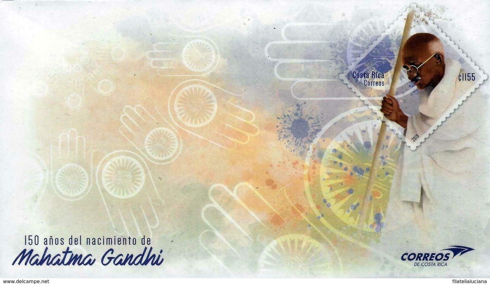 COSTA RICA 150 YEARS BIRTH Of MAHATMA GANDHI PREPAID COVER 2019 - Costa Rica