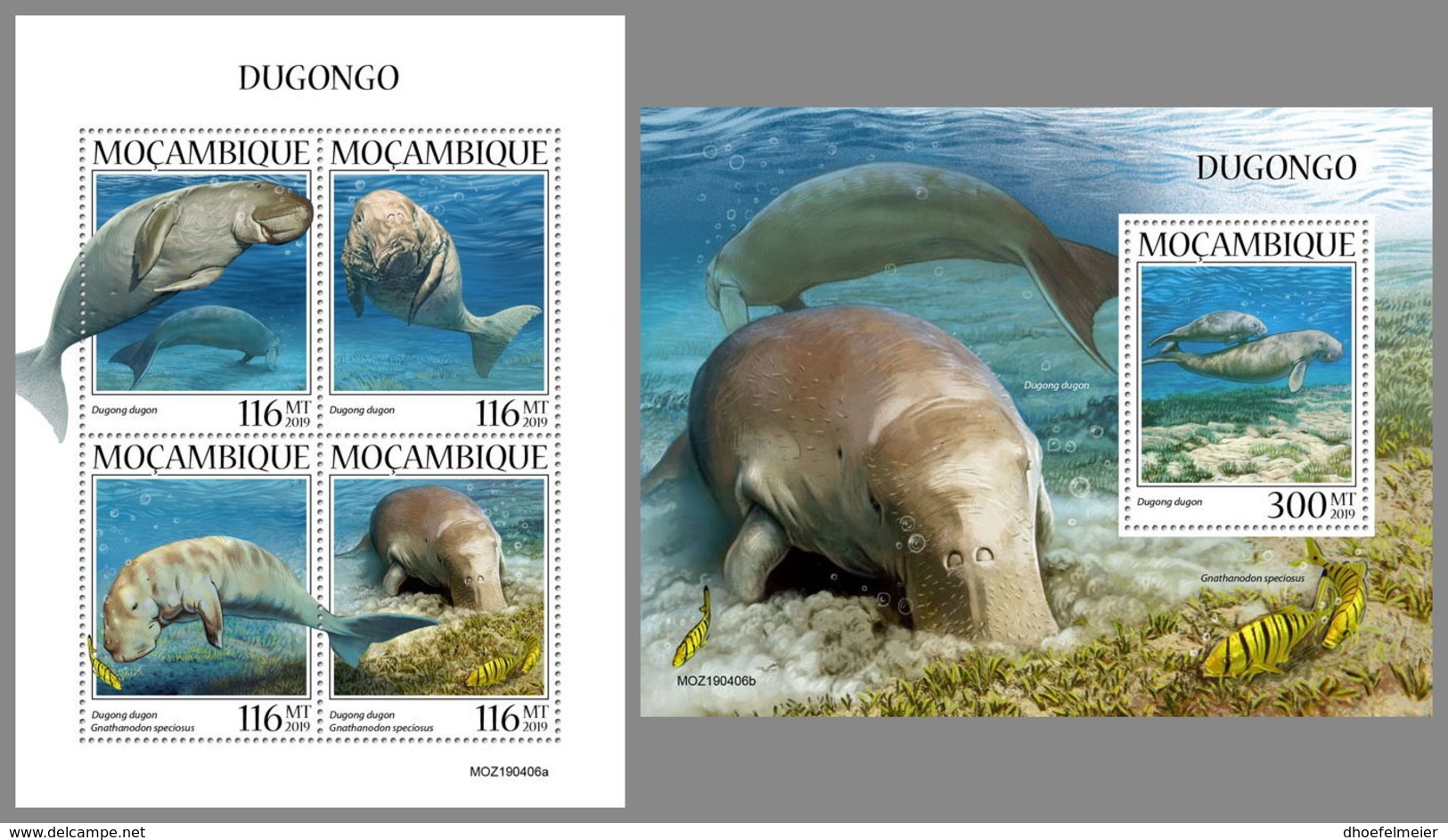 MOZAMBIQUE 2019 MNH Dugongs M/S+S/S - OFFICIAL ISSUE - DH1940 - Other & Unclassified