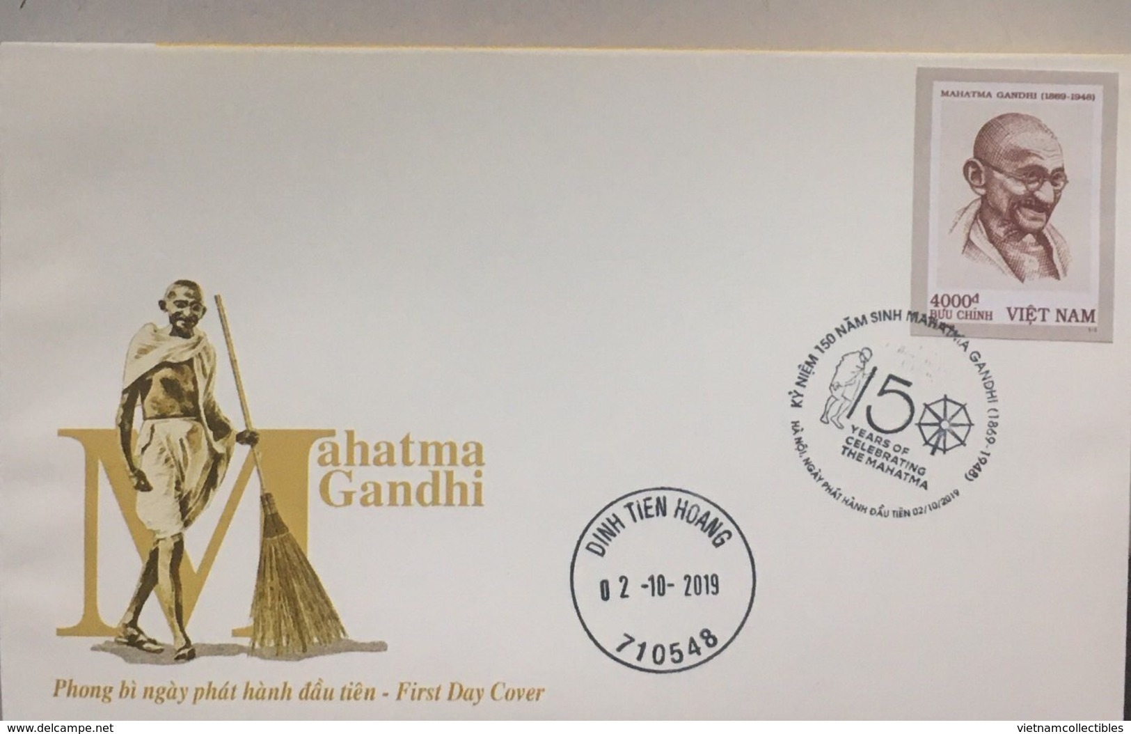 FDC Viet Nam Vietnam Cover With Imperf Stamp 2019 : 150th Birth Anniversary Of Mahatma Gandhi (Ms1115) - Vietnam
