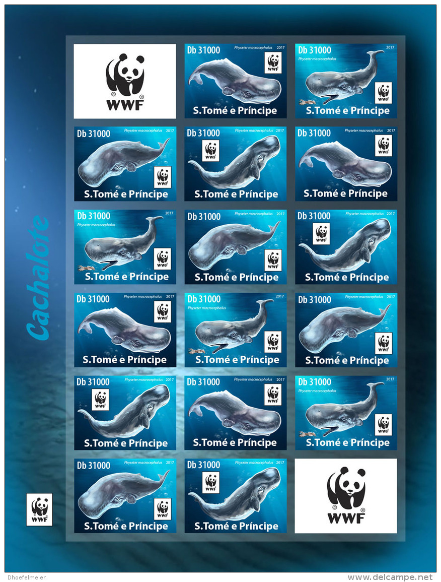 SAO TOME 2017 ** WWF Sperm Whale Pottwal Cachalot M/S II - IMPERFORATED - DH1740 - Whales