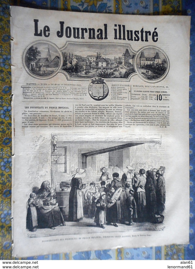 LE JOURNAL ILLUSTRE 20/12/1868 BUZANCAIS LONDRES FOOTBALL PARIS EMBELLISSEMENT LA VILETTE ABATTOIR OURS RICHARD WAGNER - 1850 - 1899