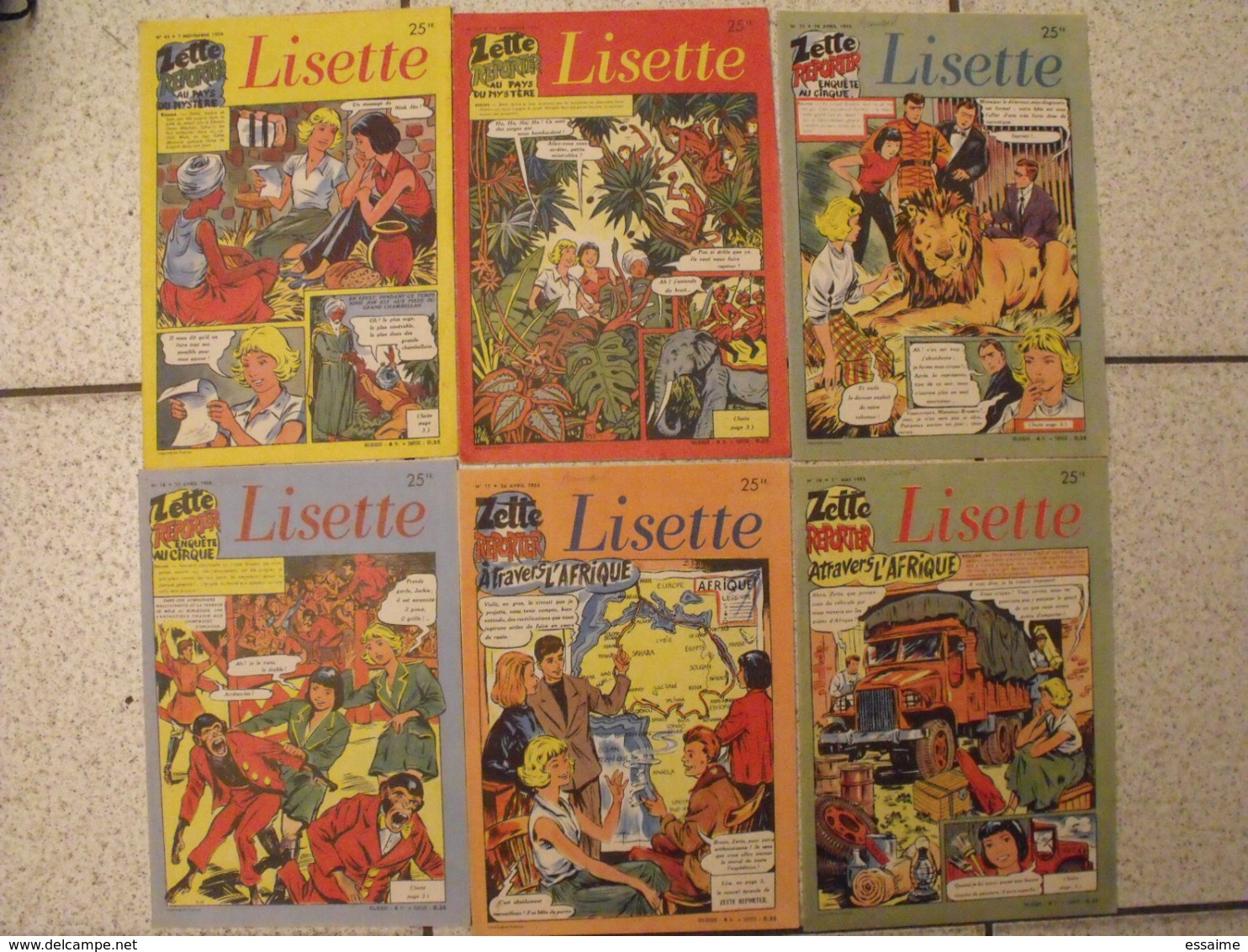 Lisette. 24 N° 1954-55. Revue Pour Fillette. Erik (nique Pat Prune) Marié (zette Reporter) Solveg  à Redécouvrir - Lisette