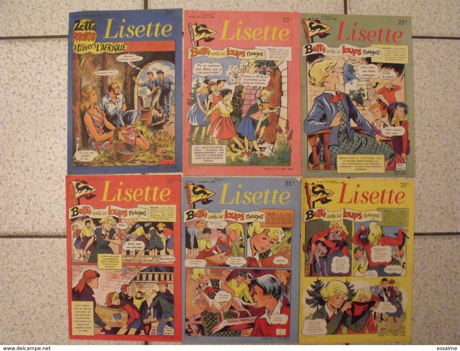 Lisette. 24 N° 1954-55. Revue Pour Fillette. Erik (nique Pat Prune) Marié (zette Reporter) Solveg  à Redécouvrir - Lisette