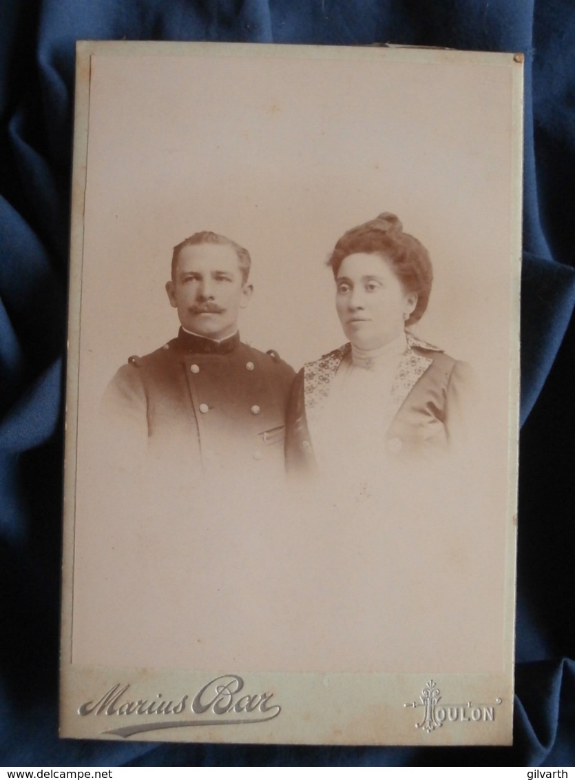 Photo Cabinet Marius Bar à Toulon - Portrait Couple, Homme Militaire Officier 8 E RIM  Circa 1895 L469 - Anciennes (Av. 1900)