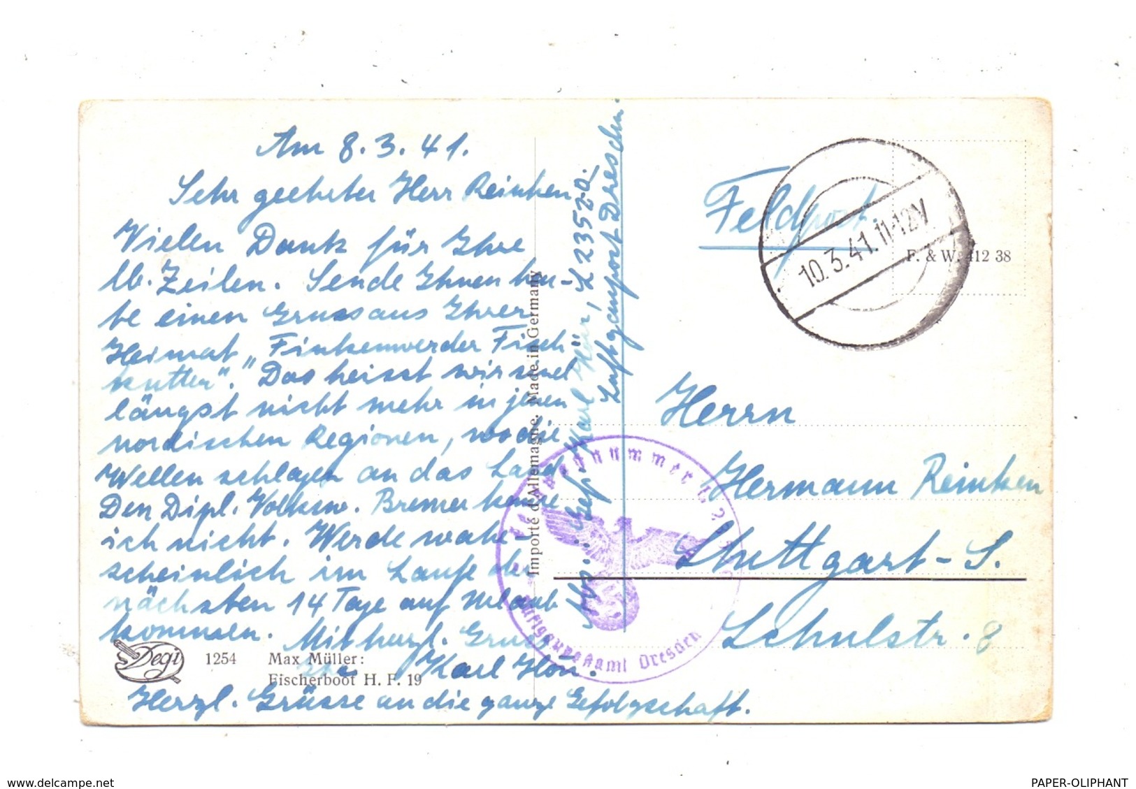 MILITÄR - 2.WK, Feldpost - Nr. 23520, Luftgaupostamt Dresden, 10.3.41 - Militaria