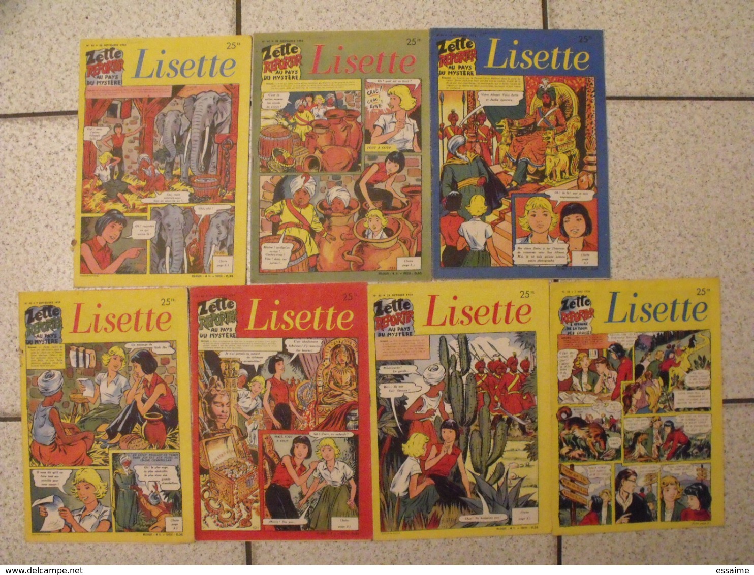 Lisette. 25 N° 1954-55. Revue Pour Fillette. Erik (nique Pat Prune) Marié (zette Reporter) Solveg Desrieux à Redécouvrir - Lisette