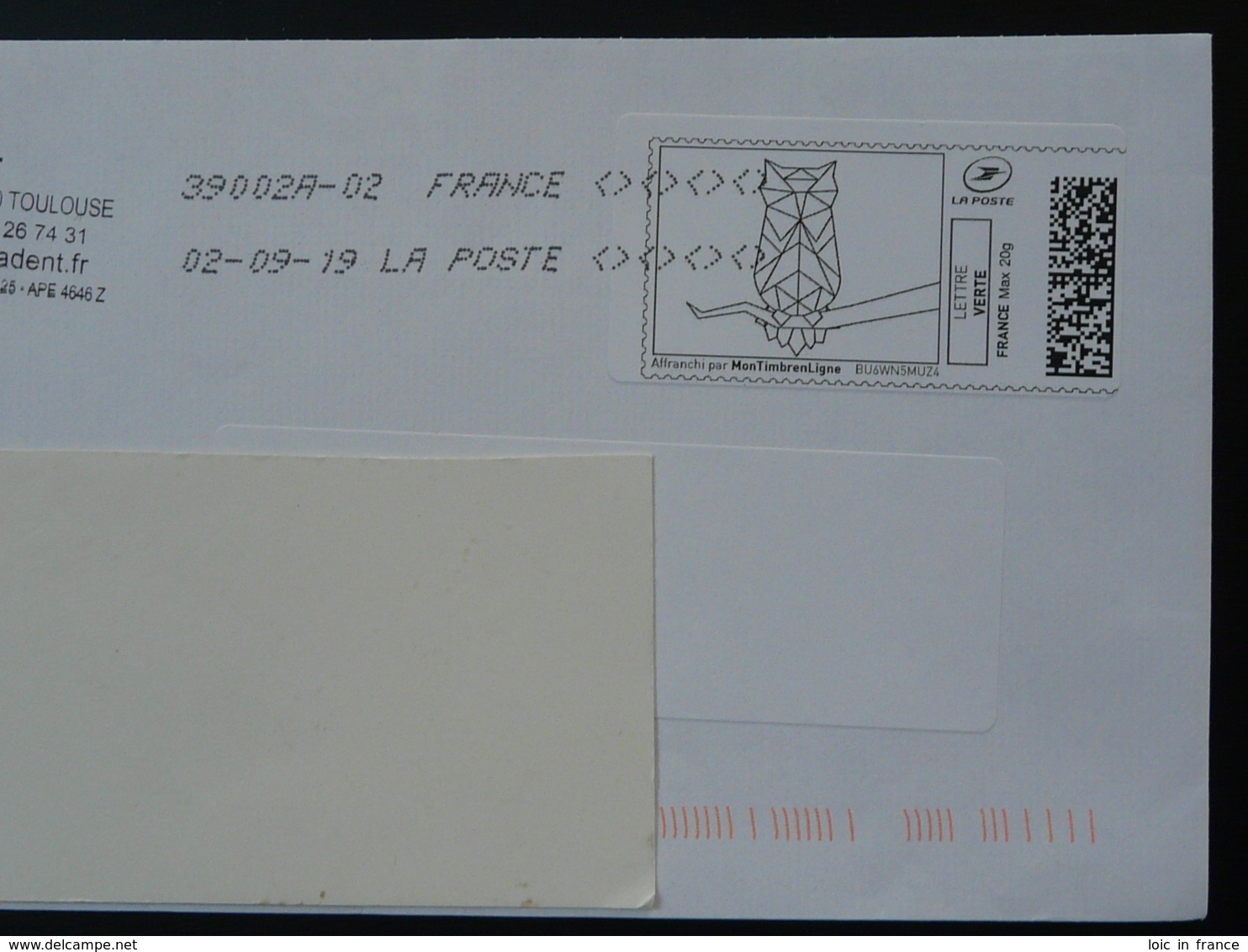 Chouette Hibou Owl Timbre En Ligne Sur Lettre (e-stamp On Cover) TPP 4468 - Hiboux & Chouettes