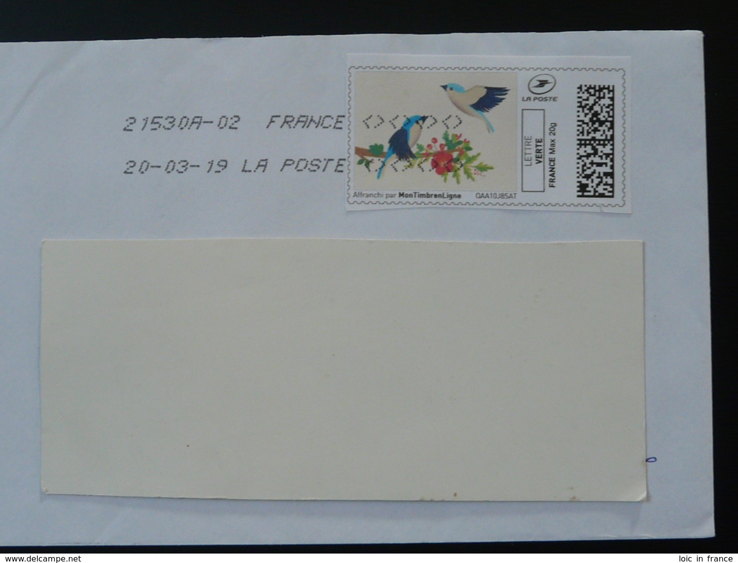 Oiseau Bird Timbre En Ligne Sur Lettre (e-stamp On Cover) TPP 4493 - Moineaux