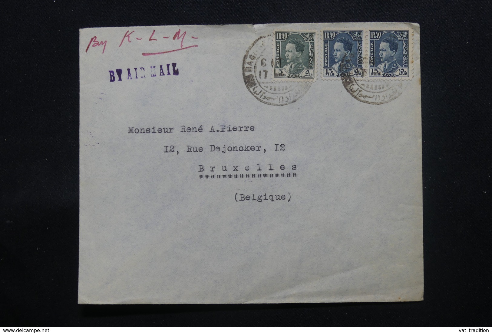 IRAQ - Enveloppe Commerciale De Baghdad Pour Bruxelles En 1937 , Affranchissement Plaisant - L 43698 - Iraq