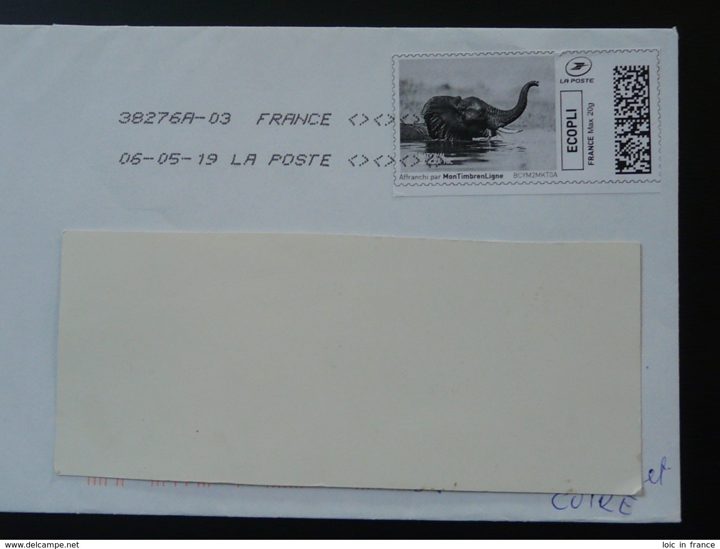 Elephant National Geographic Timbre En Ligne Sur Lettre (e-stamp On Cover) TPP 4537 - Eléphants