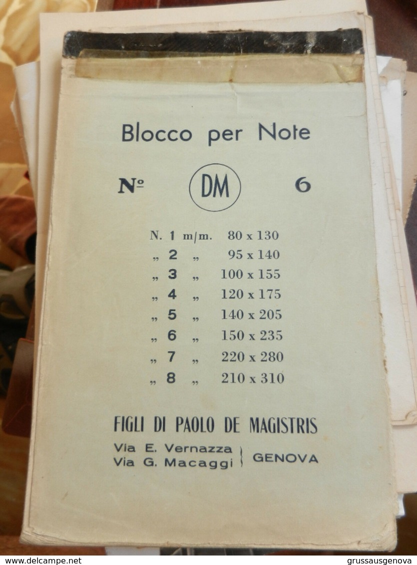 7a) CARTOLERIA DE MAGISTRIS VIA VERNAZZA E MACAGGI GENOVA BLOCCO PER NOTE USATO SENZA DATA CREDO ANNI 40 - Altri & Non Classificati