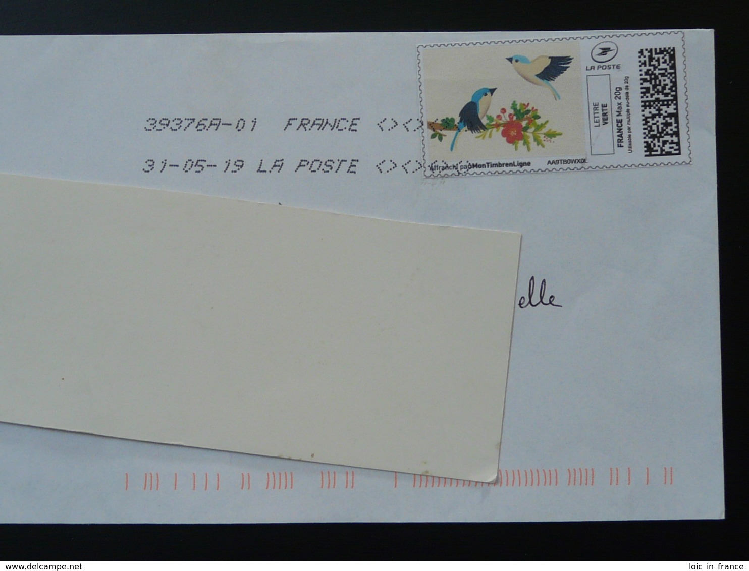 Oiseau Bird Timbre En Ligne Sur Lettre (e-stamp On Cover) TPP 4551 - Uccelli Canterini Ed Arboricoli