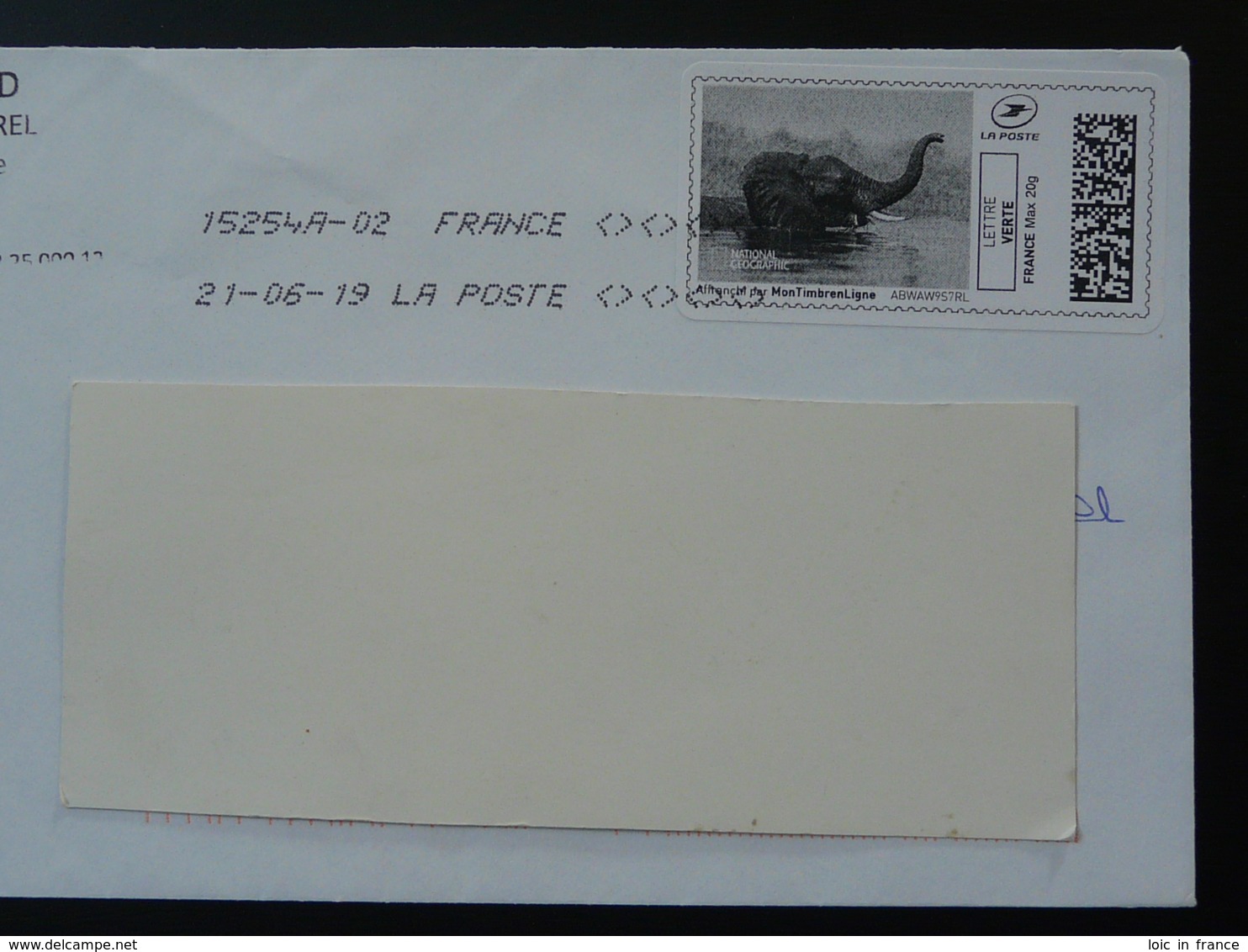 Elephant National Geographic Timbre En Ligne Sur Lettre (e-stamp On Cover) TPP 4557 - Eléphants