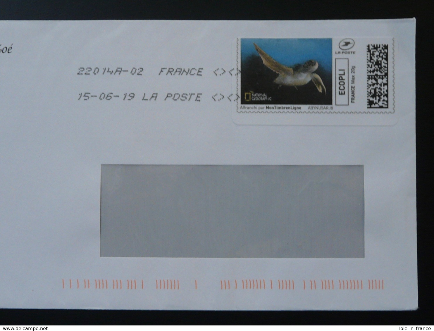 Tortue Marine Turtle National Geographic Timbre En Ligne Sur Lettre (e-stamp On Cover) TPP 4558 - Tortues