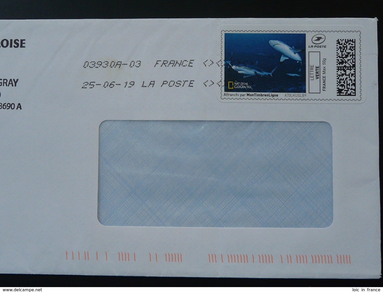 Requin Shark National Geograpĥic Timbre En Ligne Sur Lettre (e-stamp On Cover) TPP 4561 - Pesci