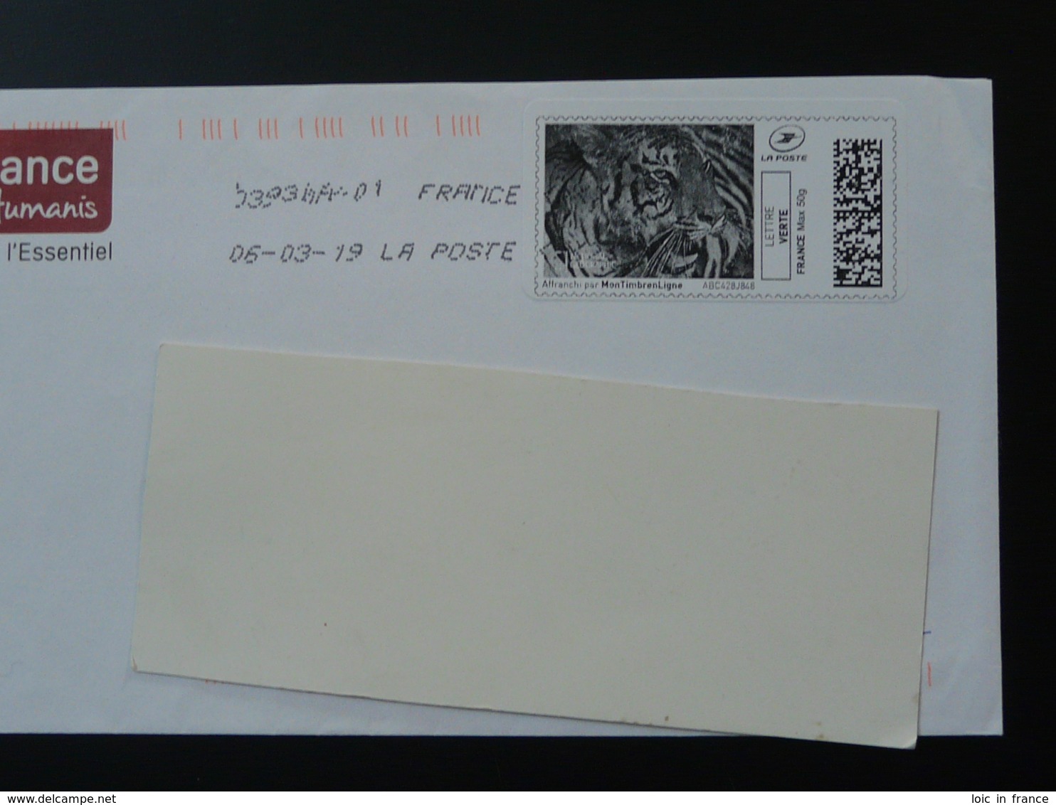 Lion Timbre En Ligne Sur Lettre (e-stamp On Cover) TPP 4596 - Félins