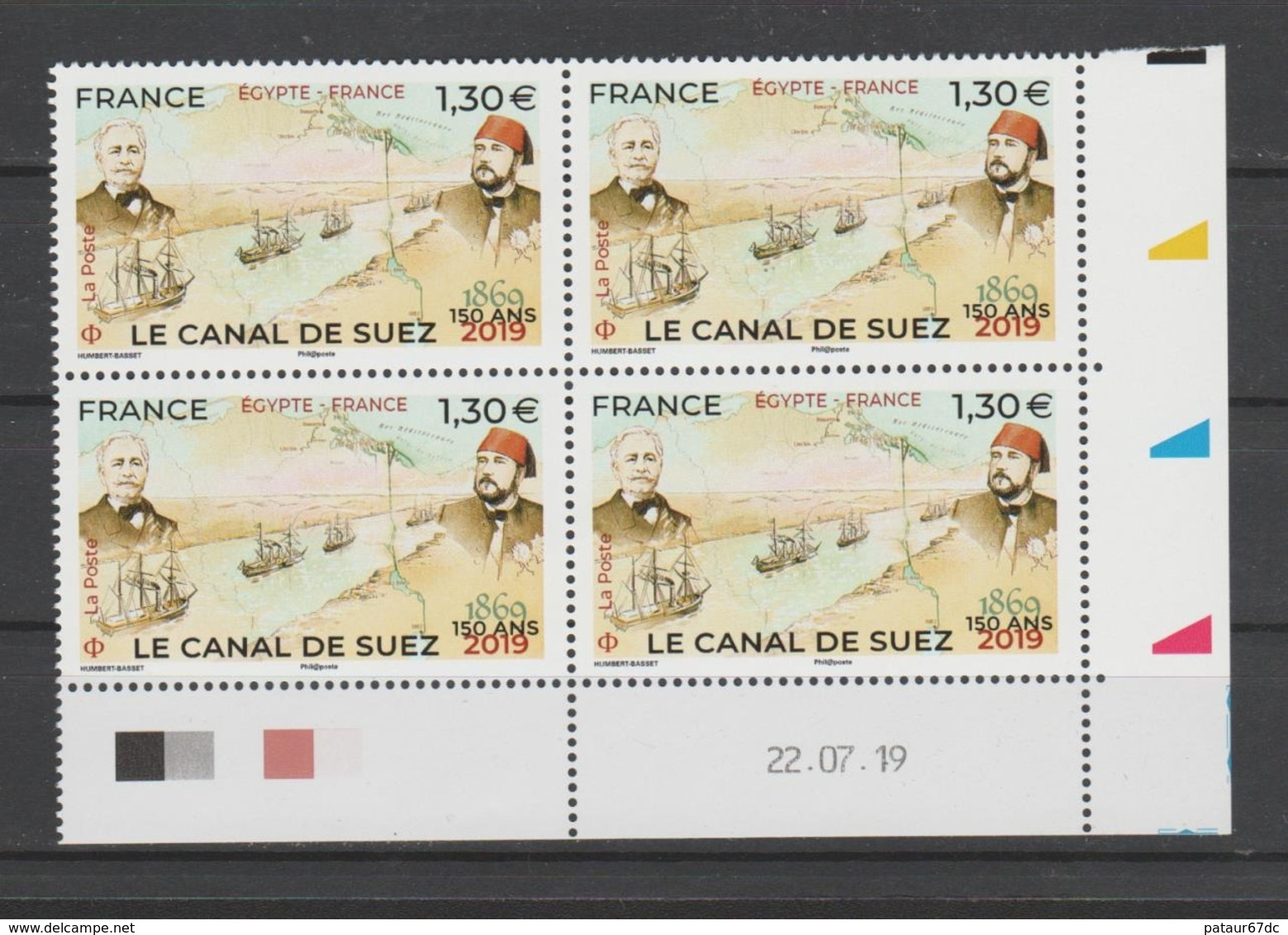 FRANCE / 2019 / Y&T N° 5347 ? ** : Canal De Suez X 4 - Coin Daté 2019 07 22 - 2010-2019