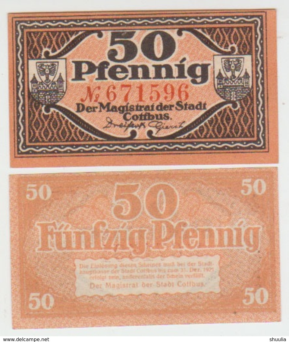 Notgeld Cottbus 50 Pf 1921 - [11] Emissioni Locali