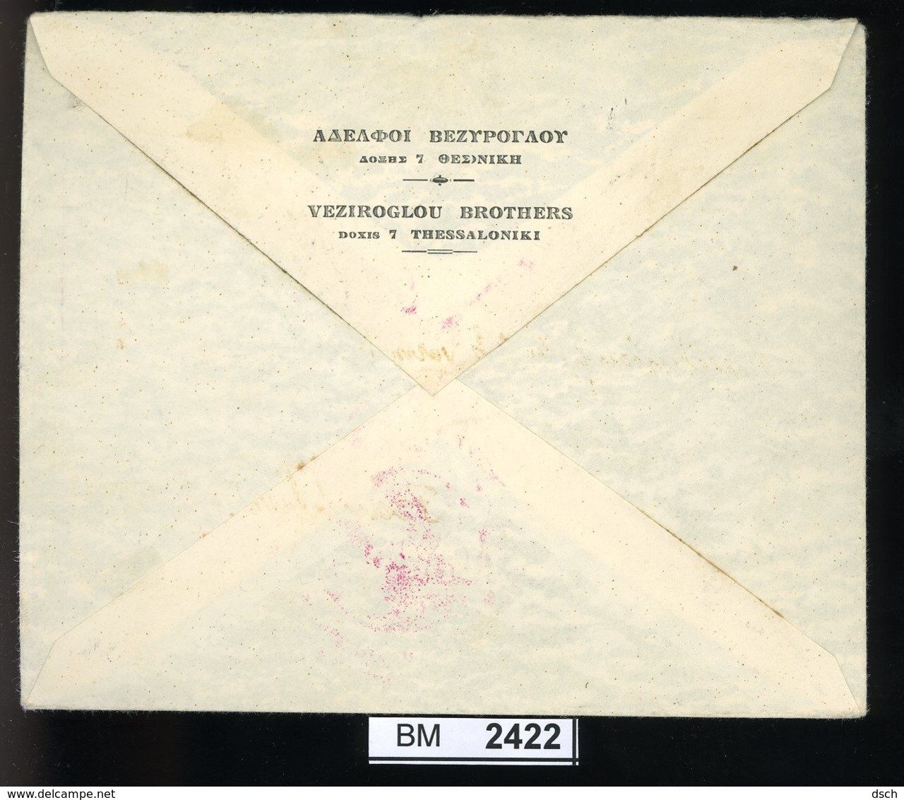 BM2422, Griechenland, O, 1934, Thessaloniki Nach Frankfurt, Mit Vignette Und Rotem Sonderstempel - Briefe U. Dokumente