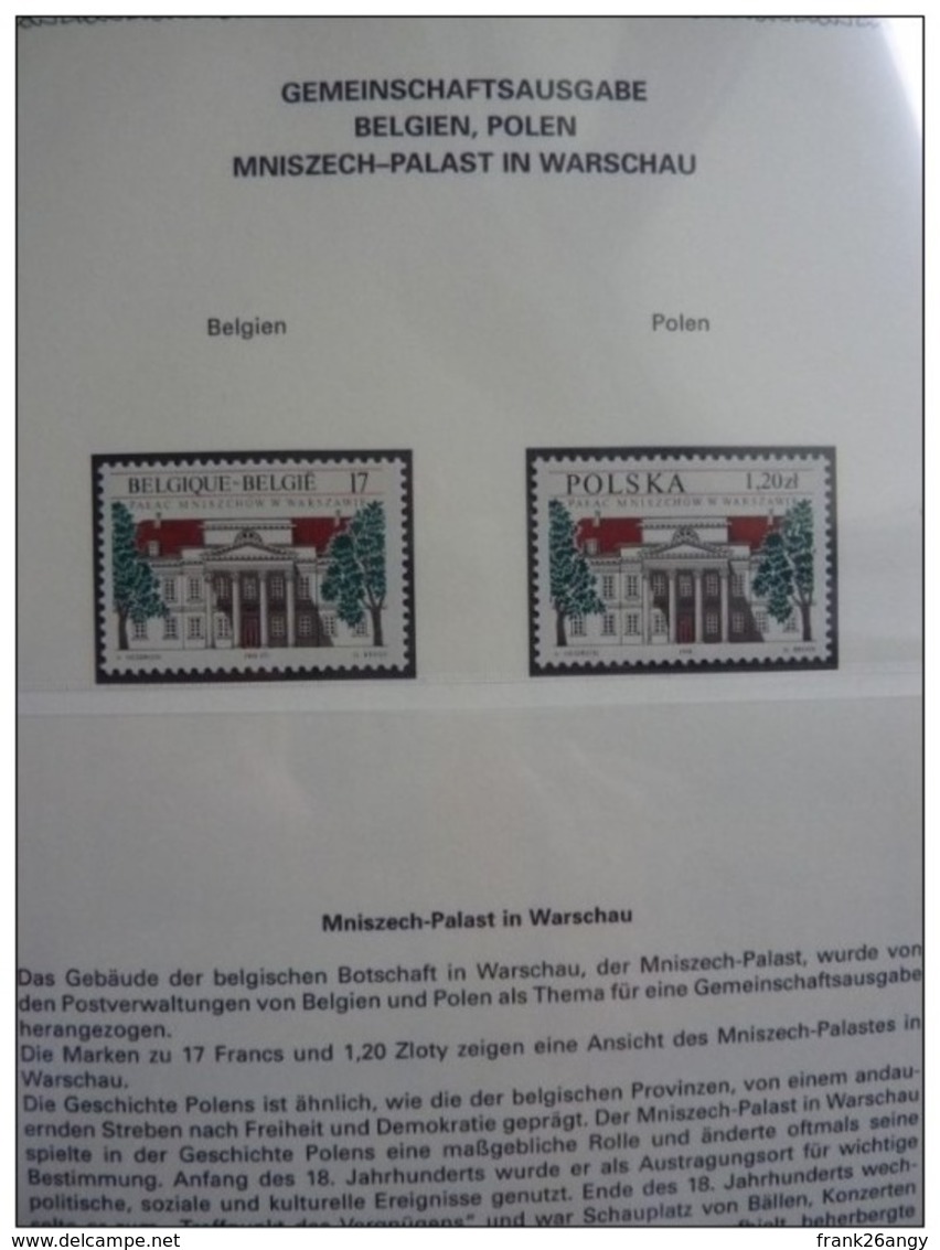 Emissioni Congiunte 1998, Mniszech Palace Joint Issue BELGIO - POLONIA 2 Serie Cpl. 2v. Nuovi** Perfetti - Gemeinschaftsausgaben