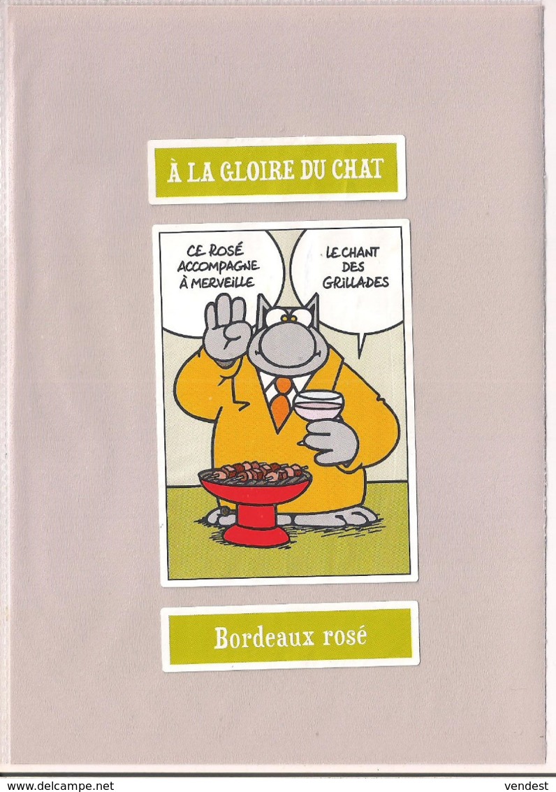 Etiquette Décollée - Geluck - Bordeaux Rosé 2018 - A La Gloire Du Chat - "ce Rosé Accompagne Le Chant Des Grillades " - - Bordeaux