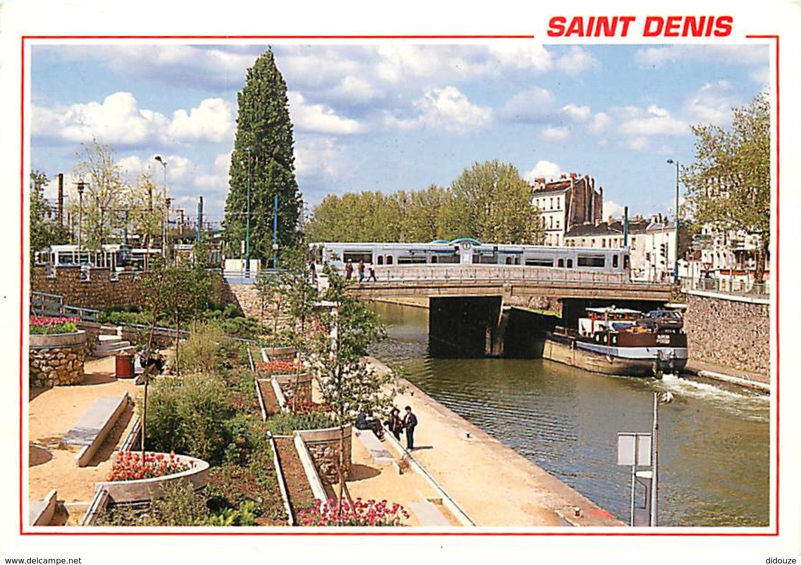 93 - Saint Denis - Le Canal Face à La Gare Et Départ Du Tramway - Péniches - Carte Neuve - Voir Scans Recto-Verso - Saint Denis