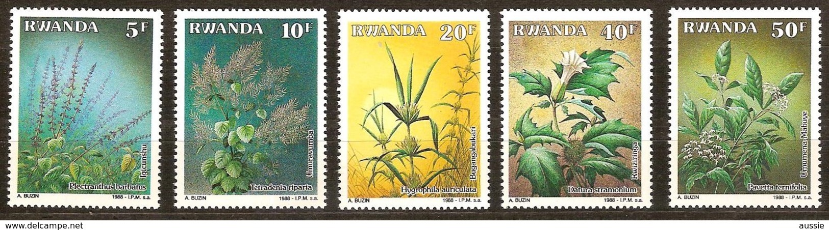 Rwanda Ruanda 1989 OCBn° 1342-1346 *** MNH Cote 40 Euro Plantes Médicinales Planten - Neufs