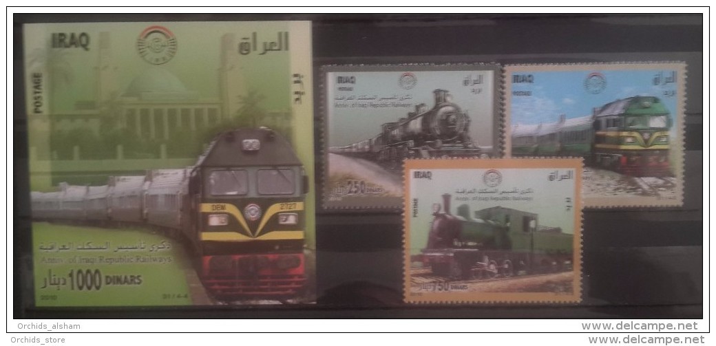 Iraq 2010 MNH Complete Set + S/S - Anniv Of Iraqi Railways - Trains - Irak