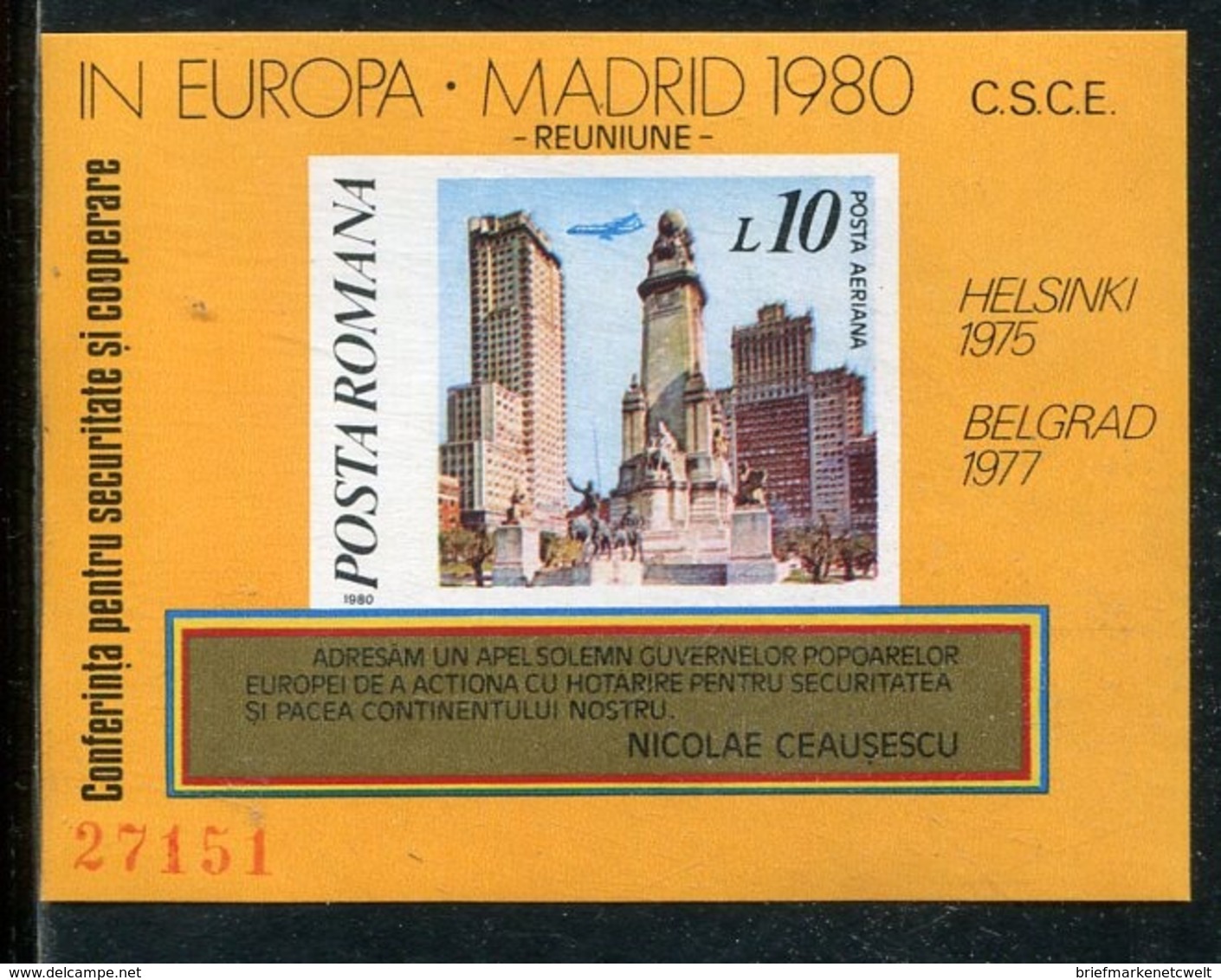Rumaenien / 1980 / Block 175 ** (0226) - Blocks & Sheetlets