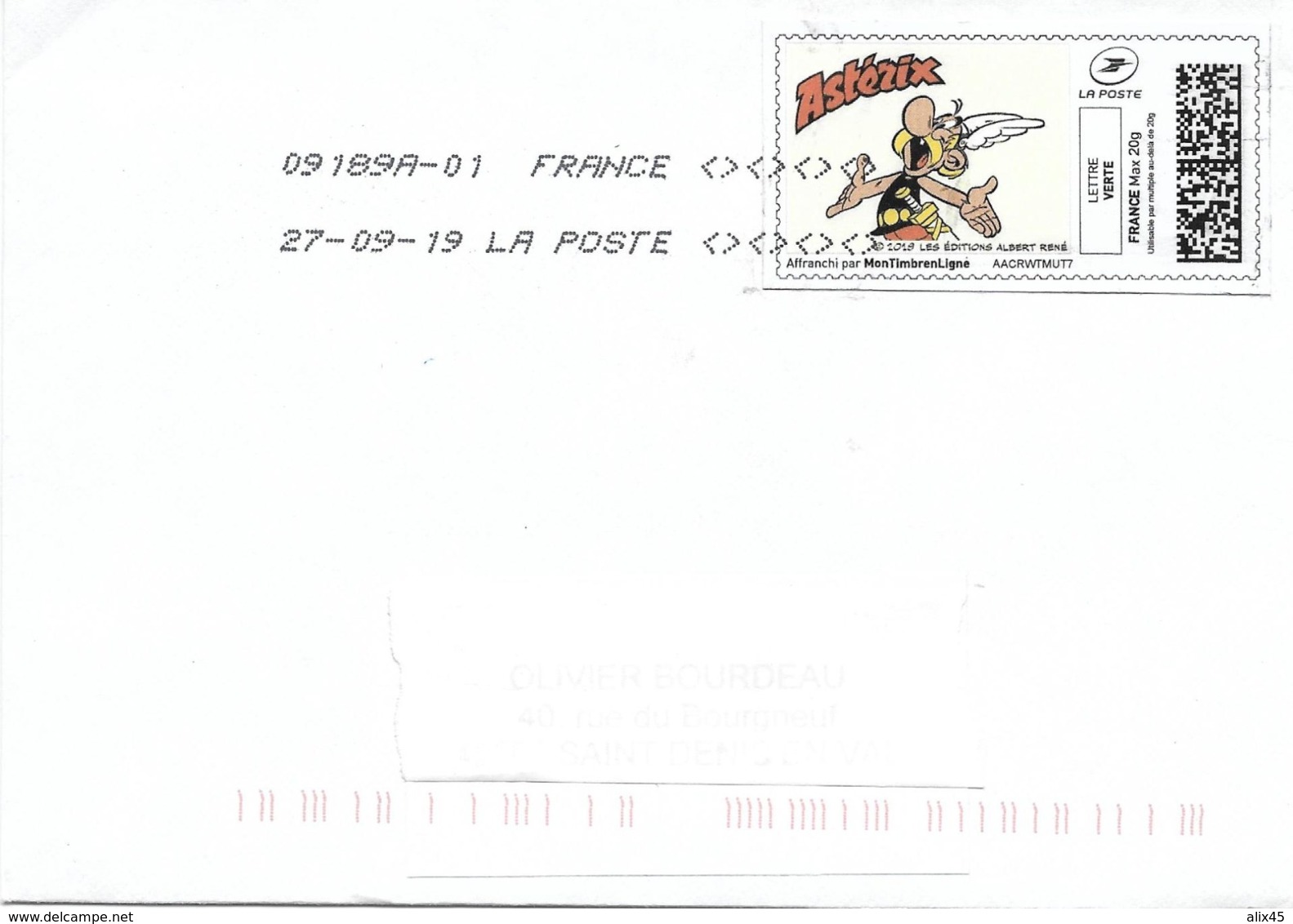 ASTÉRIX - 60 ANS "mon Timbre En Ligne..." Sur Lettre Au 27-09-2019 - TB - Sonstige & Ohne Zuordnung