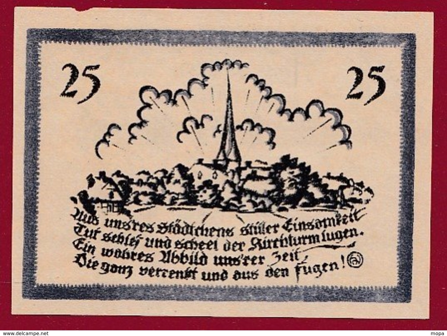 Allemagne 1 Notgeld De 25 Pfenning Stadt Delbrück (RARE)  Dans L 'état N °4826 - Collections