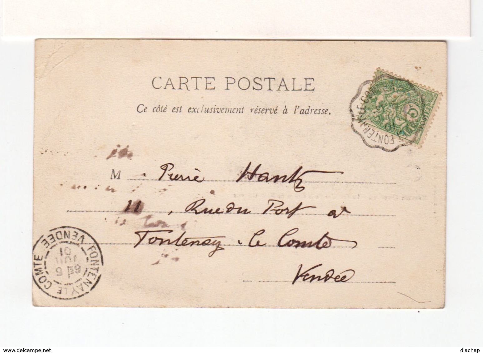 Sur CPA De Mervent Vendée Pour Fontenay Le Comte C. Ambulant Mervent Fontenay Le Comte 1901. CAD Fontenay. (3307) - Poste Ferroviaire