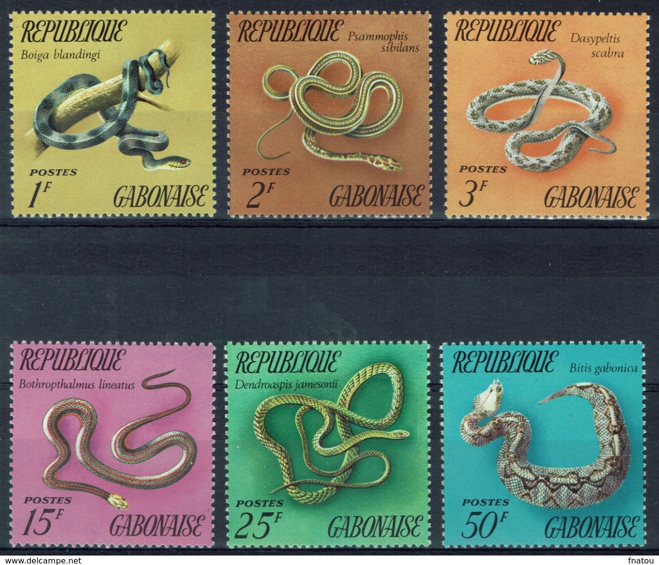 Gabon, Snakes, 1972, MNH VF  complete Set Of 6 - Gabon