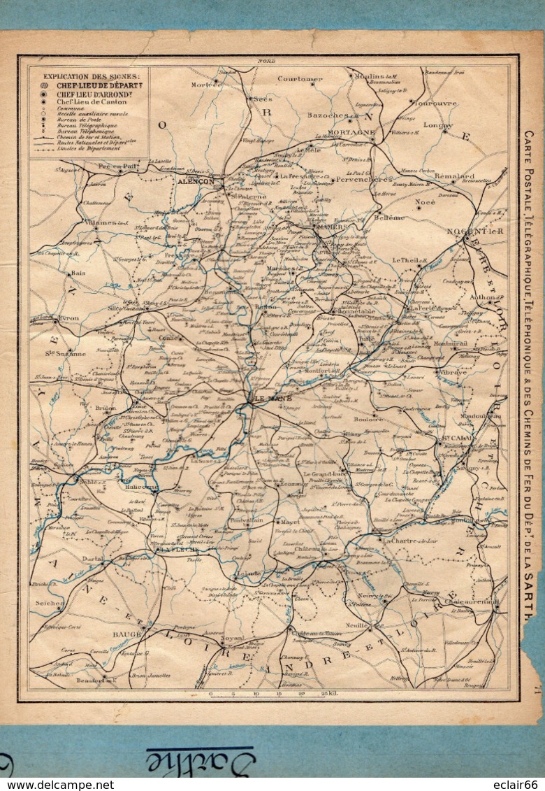 2 PLANS De Réseaux Télégraphique Téléphonique Des Chemins De Fer Dépt 72 SARTHE 73 SAVOIE Année 1936 Collée Recto Verso - Europe