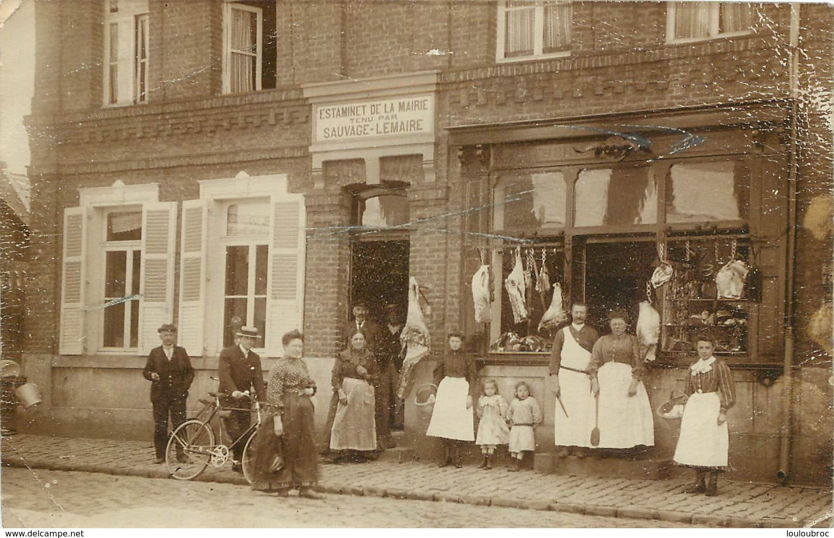 RARE WAZIERS CARTE PHOTO ESTAMINET DE LA MAIRIE TENU PAR SAUVAGE LEMAIRE - Autres & Non Classés