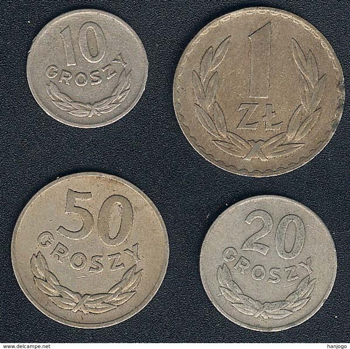 Polen, Lot 1949: 10,20,50 Groszy, 1 Zloty, CuNi - Polen