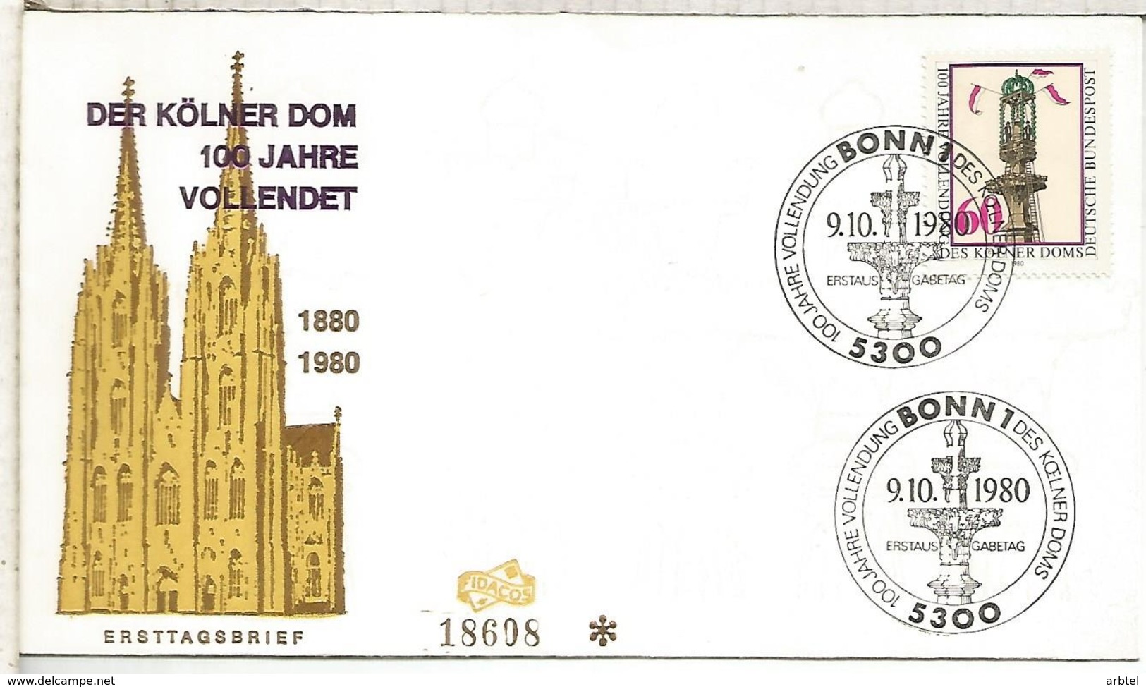 ALEMANIA FDC BONN 1980 DER KOLNER DOM CATEDRAL ARQUITECTURA - Iglesias Y Catedrales