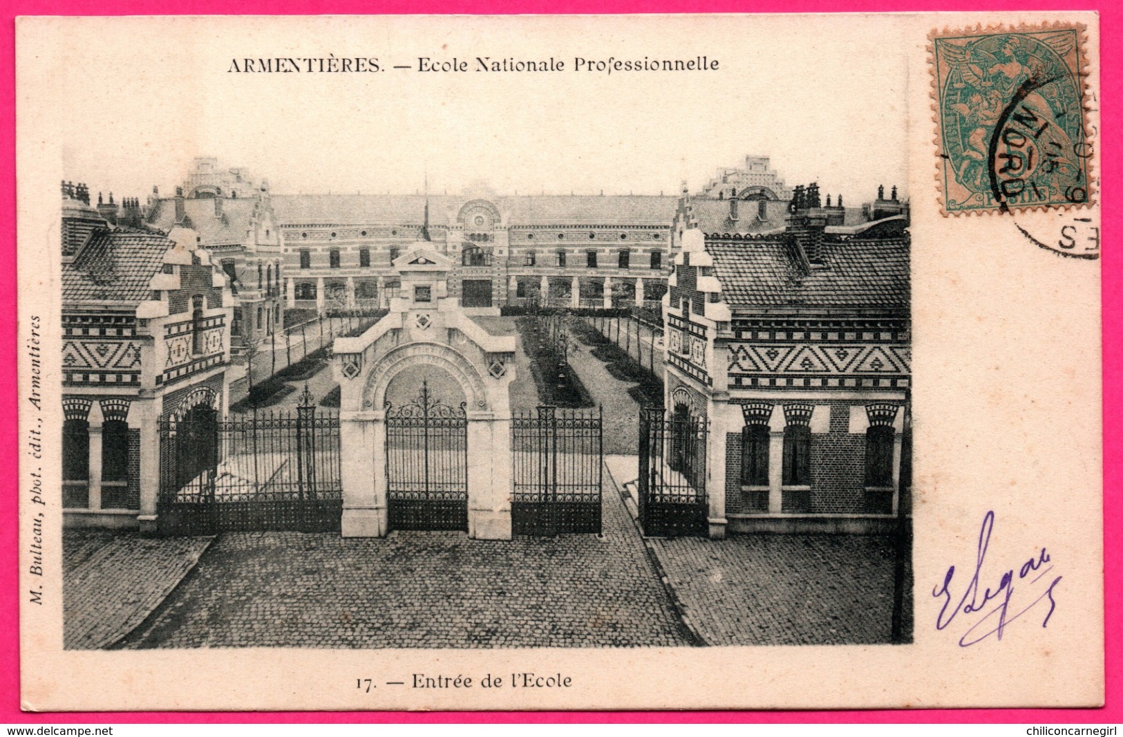 Armentières - Ecole Nationale Professionnelle - Entrée De L'Ecole - Photo Edit. M. BULTEAU - 1906 - Armentieres