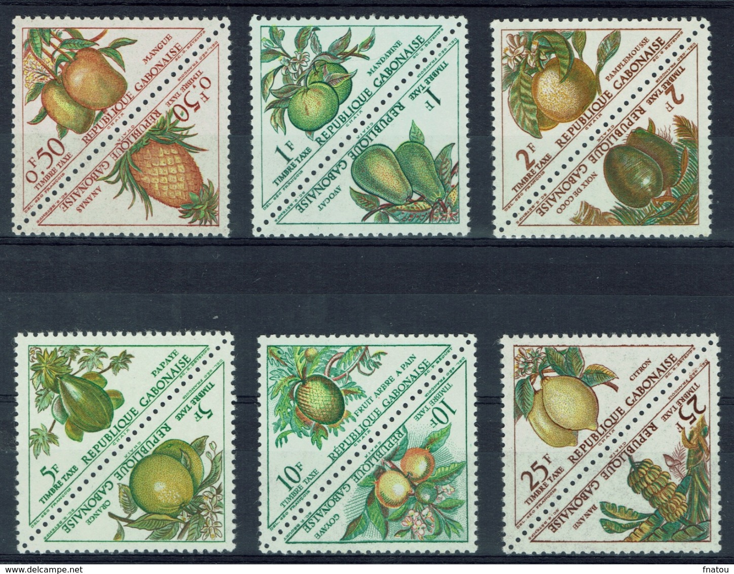 Gabon, Fruits, Postage Due, 1962, MNH VF  complete Set Of 12 - Gabon