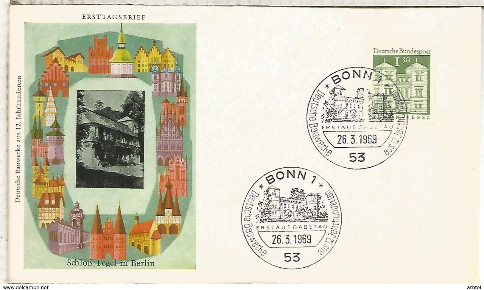 ALEMANIA  FDC BONN ARQUITECTURA BERLIN TEGEL - Monuments