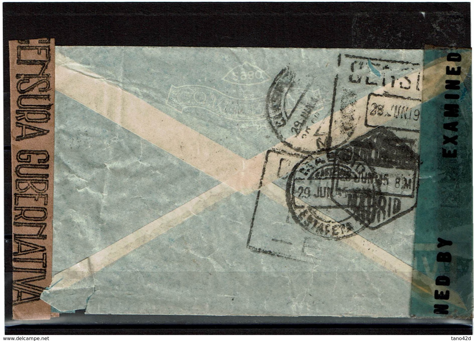 LCTN57/5 -  ARGENTINE LETTRE AVION POUR MADRID MAY 1945 CENSURE - Luftpost