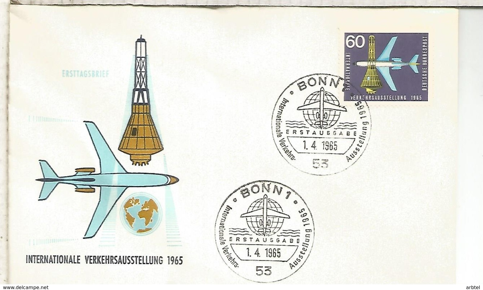 ALEMANIA FDC BONN 1965 TRANSPORTE AVION PLANE JET - Busses