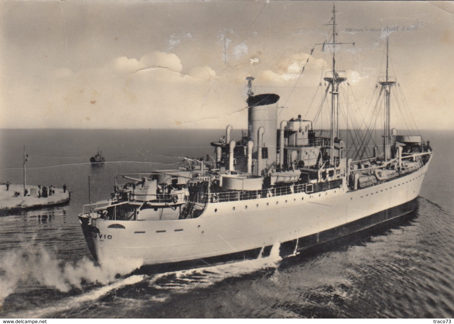 NAVE VESUVIO CON CANNONE POPPIERO  _ Viaggiata 1952 - Guerra