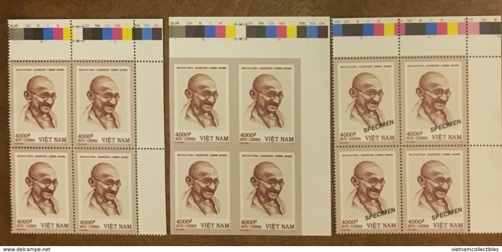 Blocks 4 Of Viet Nam Vietnam MNH Perf, Imperf & Specimen Stamps 2019 :150th Birth Ann. Of Mahatma Gandhi (Ms1115) - RARE - Vietnam